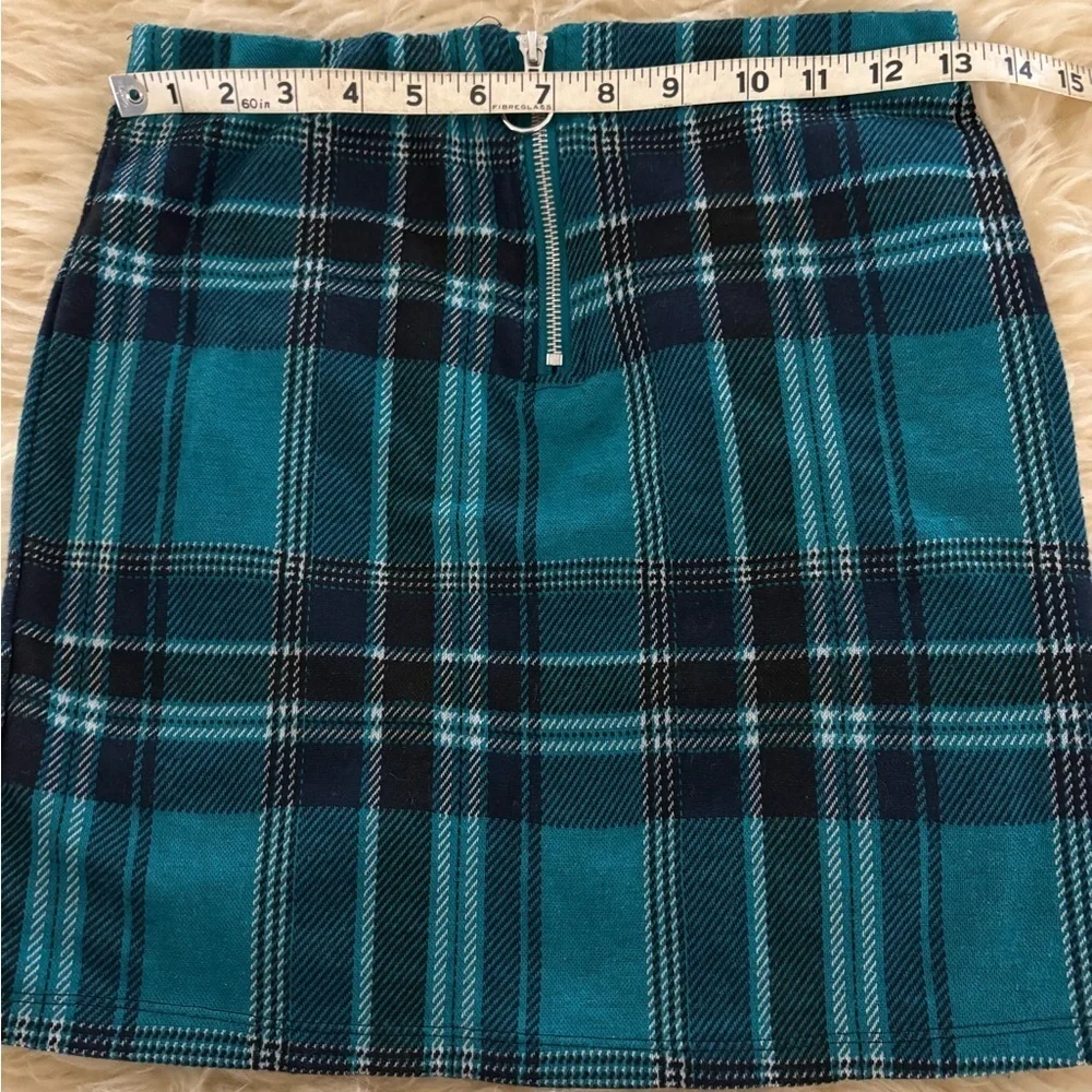 Rue21 Teal Plaid Mini Skirt with Zipper